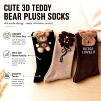 Chaussettes longues pour femmes avec motif d'ours 3D mignon |   Chaussettes fantaisie de dessin animé pour l'automne et l'hiver