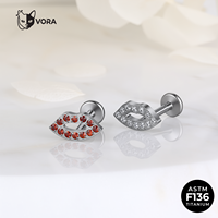 Piercing Labial de Titanio Grado Implante F136 con Rosca Interna y Circonitas Pavé, Joyería Corporal Medusa Monroe para Mujer