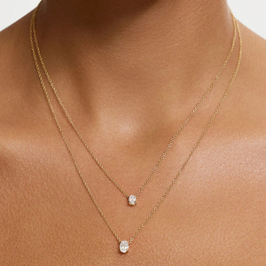 จี้เพชรทรงรีคิวบิกเซอร์โคเนีย สร้อยคอแฟชั่น เครื่องประดับสำหรับผู้หญิง สร้อยคอขายส่ง เงินแท้ 925 สร้อยคอแบบมินิมอล - Product Image 5