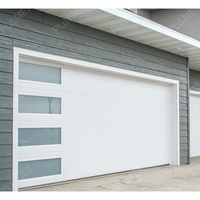 Porte de garage en acier durable, isolée, à économie d'énergie, automatique, avec fenêtres, pour maison et villa