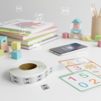 Adesivo NFC213 RFID 13.56MHz in PET Bianco Rotondo 25mm, Etichetta Intelligente Impermeabile con Logo Personalizzato per Giocattoli Interattivi per Bambini