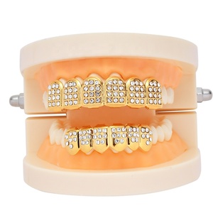 All'ingrosso Halloween in ottone lucido in oro placcato denti Grillz <span class=keywords><strong>Fine</strong></span> Hip Hop gioielli per il corpo per gli uomini Rapper all'ingrosso di Halloween bretelle - Product Image 2