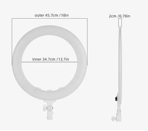 ชุดแหวนไฟ LED สีขาวพร้อมขาตั้งกล้องขนาด18นิ้ว45ซม. 55วัตต์พร้อมขาตั้งยึดโทรศัพท์สำหรับร้านถ่ายวิดีโอในสตูดิโอ Vlog - Product Image 3
