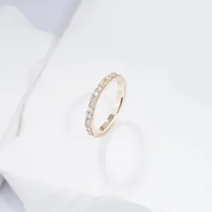 14k multi shape diamonds ring 1.9mm round diamonds 3x1.5mm baguette def vs 1/2 diamonds wedding ring