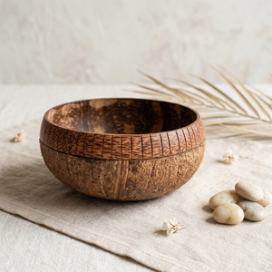 Tazón de Coco 100% Ecológico, Tallado a Mano, para un Desayuno Saludable, Producción OEM Personalizada sin Costuras - Product Image 1
