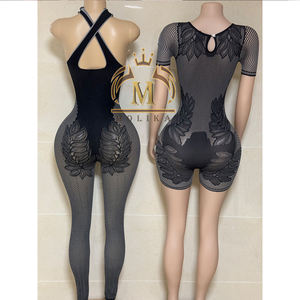 2024 Sexy femmes body voir à travers creux tricot coupe ajustée combishorts Sexy maille moulante barboteuses femmes combinaisons Sexy - Product Image 3