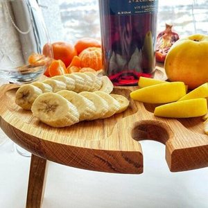 <span class=keywords><strong>Table</strong></span> de pique-nique en bois plateau à vin pliable Portable assiette à fruits fête Camping plage dîner assiettes en bois <span class=keywords><strong>pour</strong></span> la nourriture - Product Image 3