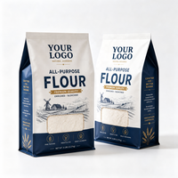 Pochette à fond plat avec logo personnalisé OEM, sac à huit soudures latérales avec valve pour l'industrie alimentaire, faible MOQ