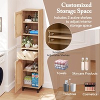 Meuble de salle de bain haut écologique avec 2 portes, compartiment ouvert, tiroir et étagères réglables – Fournisseur d'usine