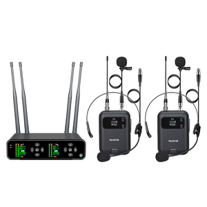 Microphone sans fil numérique double canal avec connecteur XLR, corps métallique, micro portable et bodypack, 4 antennes, portée de 200 m - Product Image 2