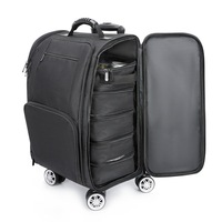 Valise de rangement à roulettes personnalisée avec fermeture éclair pour maquillage, nail art, tatouage et coiffure
