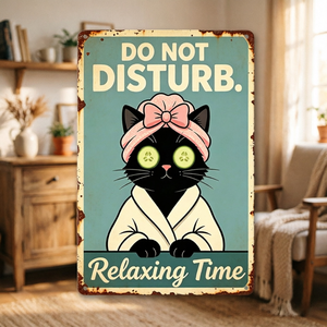 Divertida y Adorable Placa de Hierro con Diseño de Gato Negro para el Día del Spa, Letrero de No Molestar, Regalo Novedoso para Amantes de los Gatos, Decoración de Pared para Habitación de Chicas - Product Image 1