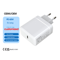 Chargeur rapide USB Type-C GaN 65W PD Shenzhen Lvxiangyuan, prise EU, CE RoHS ERP REACH, adaptateur secteur OVP, respectueux de l'environnement