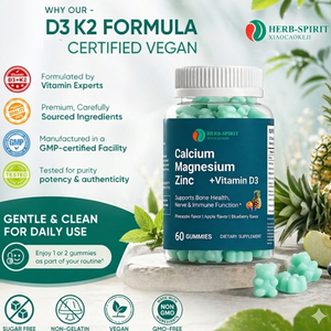 Gummies au magnésium glycinate à absorption élevée saveur myrtille - Soutien musculaire, immunitaire et du sommeil - Sans sucre, avec calcium, magnésium et zinc - Product Image 5