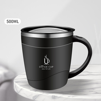 500ml/17oz Tasse à café au lait Tasses à eau et tasses à double paroi en acier inoxydable Tasse à café en métal avec couvercle Tasse