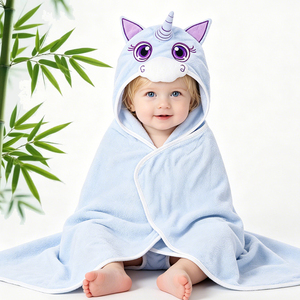 Serviette <span class=keywords><strong>de</strong></span> bain à capuche pour bébé nouveau-né en bambou 100% biologique, <span class=keywords><strong>peignoir</strong></span> <span class=keywords><strong>de</strong></span> bain pour nourrisson/tout-petit/enfant, motif dessin animé 3D, pour la <span class=keywords><strong>plage</strong></span> et la natation - Product Image 1