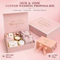 Caja de Propuesta para Damas de Honor Personalizada con Nombre y Título en Dorado Rosa, Caja de Regalo de Boda con Cierre Magnético Rígido, Tamaño Personalizado OEM ODM