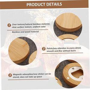 Xdh1982 Ouvre-bouteille rond en bois de hêtre avec aimant pour réfrigérateur, gravure personnalisée du logo, idéal comme souvenir de mariage - Product Image 3