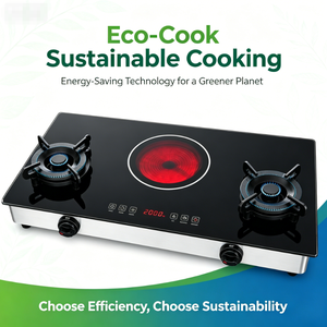 Cuisinière infrarouge à gaz double combustible 3 brûleurs, 2000W, cuisinière multi-cuisson pour les familles occupées, cuisson multi-plats en une seule cuisson - Product Image 4