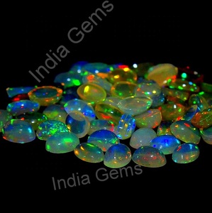 Opale éthiopienne Welo Pierres précieuses en vrac Cabochon poli multi-feu naturel forme ovale polie multi-feu pour bague de bijoux - Product Image 2