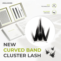 Kit de cils en grappe volumineux ZMLASHEE avec logo personnalisé et boîte magnétique, kit de cils en grappe effet wispy, cils en grappe à bande courbée marque privée