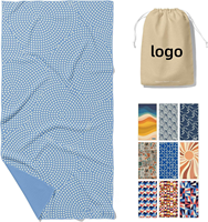 Serviette de plage écologique en microfibre imprimée avec logo personnalisé, design gaufré pour le bain de piscine, sac à nom sublimé moderne à séchage rapide unique