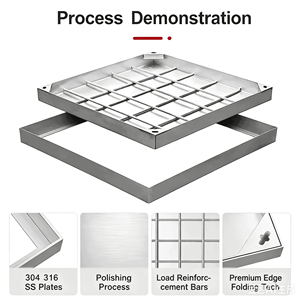 Grille de drainage en acier inoxydable avec cadre à fentes pour l'évacuation des eaux pluviales et des eaux usées - Product Image 1