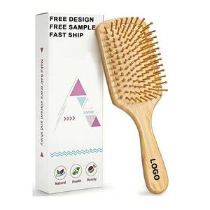 Custom Logo Bamboo <strong>Hair</strong> Brush Air Cushion <strong>Comb</strong> Detangling <strong>Hair</strong> Brush Natural Bamboo Paddle Brush Make <strong>Hair</strong> Smooth For Women - Product Image 1