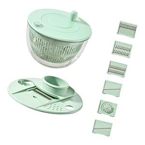 Kitchen Plastic Manual <b>Vegetable</b> Salad Spinner Rotary Handle Colander Draining and Slicer Chopper with 6 Blade for Cooking - Product Image 1
