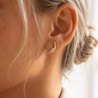 Boucles d'oreilles clous en acier inoxydable plaqué or 18 carats avec zircon cubique pour femme, bande incurvée, style minimaliste, délicates, cadeau de fête, vente en gros, OEM