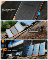 Banco de Energía Solar de 20,000 mAh con Panel Solar Plegable, Luz de Advertencia y Carga Rápida para Camping, Emergencias al Aire Libre y Senderismo 2026