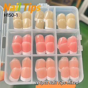 <span class=keywords><strong>Faux</strong></span> ongles fluorescents blancs de style français, prêts à poser, avec motifs carrés et rayures colorées pour les doigts - Product Image 6