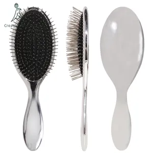 Custom logo high quality boar Bristles hair brush Steel metal pin bristle Needle Hair Brush With Nylon Hair Brush