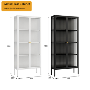 Vitrine moderne en verre avec porte battante, ignifuge, pour bureau à domicile ou chambre, nouvelle vitrine en verre, buffet en métal - Product Image 2