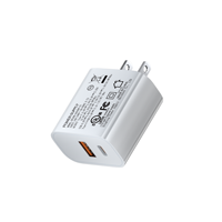 Cargador Tipo-C PD de 20W con Certificación UL/FCC, Enchufe Estadounidense, Adaptador de Carga Rápida GaN Compatible con iPhones, Suministro Directo del Fabricante