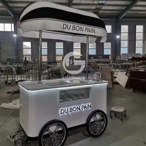 Display Cart Gelato Hard Ice Cream Cart with Two wheels