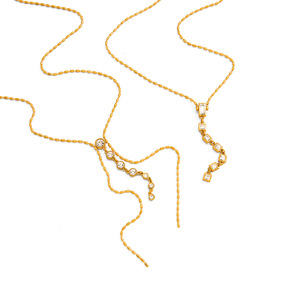 Collier en or 18 carats avec strass en forme de Y et pampilles pour femme, bijoux de fête, design géométrique - Product Image 5