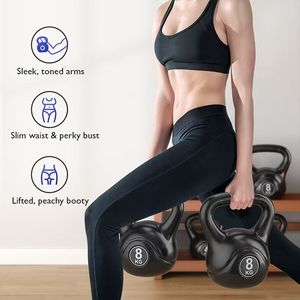 Spor gücü eğitimi özel farklı ağırlık 16KG 20KG 24KG LBS siyah kum dolu plastik çimento Kettlebell fabrika fiyat - Product Image 2