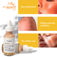 Crème solaire minérale teintée légère et naturelle personnalisée SPF50, sérum solaire teinté éclatant pour le visage
