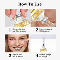 Ampoule de collagène en soie à fil d'or de haute qualité OEM avec acide hyaluronique, sérum facial hydratant, raffermissant et anti-âge