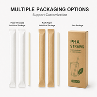 Pailles à boire biodégradables, compostables, dégradables en mer, avec logo personnalisé, vente en gros, écologiques, de qualité alimentaire, en PHA