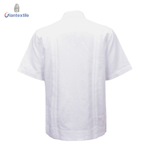 Nueva llegada de los hombres de manga corta <span class=keywords><strong>Guayabera</strong></span> cubana blanca sólida camisa de manga corta para los hombres - Product Image 2