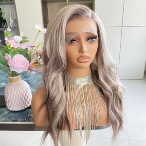 Peluca de Cabello Sintético Transparente con Frente de Encaje 13x4 de 20 Pulgadas, Color Platino, para Peinados Ondulados, Resistente al Calor, para Uso Diario, para Mujeres Blancas - Product Image 6