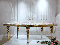 Table de salle à manger de mariage en verre inoxydable, arc circulaire pour événement populaire