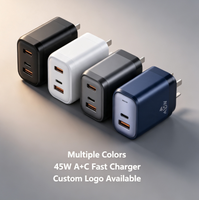 Chargeur mural rapide double port PD 45W USB-A + Type-C, adaptateur secteur de voyage avec prise UE pour téléphone portable, ordinateur portable, écouteurs – Vente en gros OEM