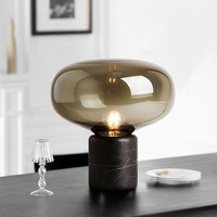 Lámpara de Mesa AB Luxury con Base de Vidrio, Moderna y Creativa, para Cabecera de Cama, Escritorio, Decorativa para Dormitorio, Estilo Nórdico, para Lectura