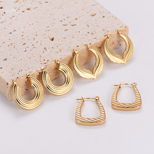Mirawell High Luxury Hollow <strong>Large</strong> 18K Gold Plated Stainless Steel Earrings Screw Thread Chunky <strong>Hoops</strong> for Wedding Engagement Gift - Product Image 3