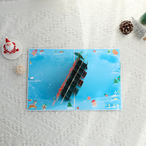 Carte de vœux pop-up artisanale de Noël avec lettres colorées, motif Père Noël, pour remerciement, bénédiction, souvenir, cadeau, vente en gros - Product Image 3
