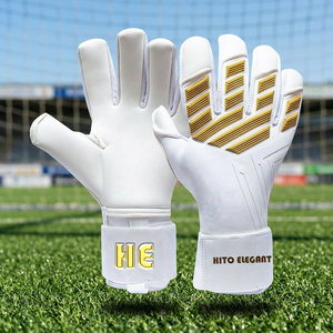 Gants de maintien de but de football de sport de qualité supérieure Gants de protection des doigts respirants personnalisés de marque privée Gants de football couleur blanche et brillante - Product Image 2