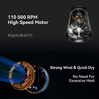 Nouveau Sèche-cheveux à moteur sans balais sans pales 110000 tr/min, séchage rapide en une minute, avec ions négatifs et technologie Reverse-air Revair